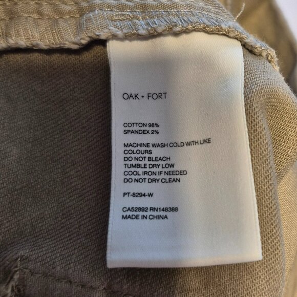 Oak & Fort Twill Wide Leg Pants in Trench Coat Colour Size Medium - Picture 8 of 9